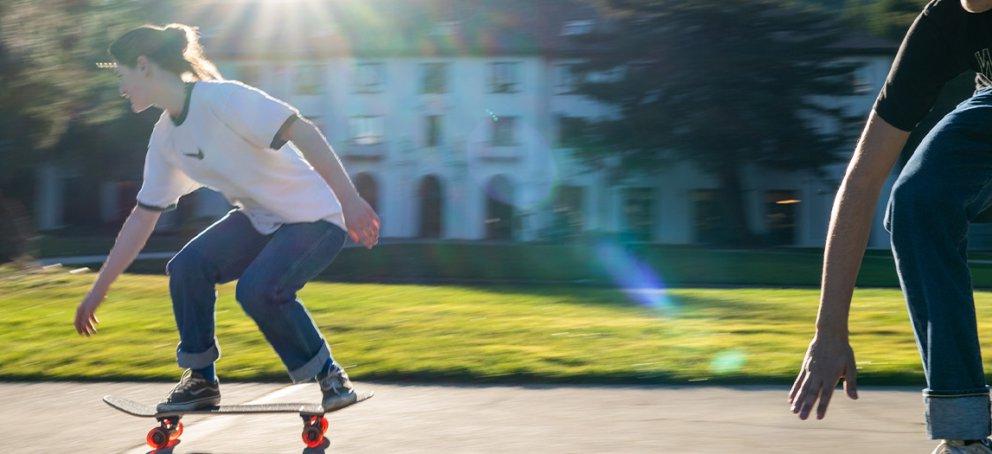 students on skateboards